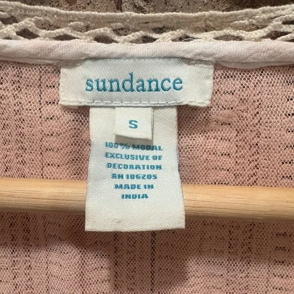 Sundance Constance Crochet Trim Pintuck Blouse Womens Small White Red Boho Top - Picture 4 of 5